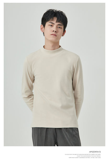 Autumn And Winter Men's High Quality Dralon Half-high Collar Long Sleeves T-shirt