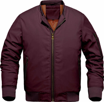 Men's Winter Bomber Jacket, Baseball Jacket Outwear, Thickened Warm Flight Jacket With Ribbed Cuffs, Windproof Casual Coat
