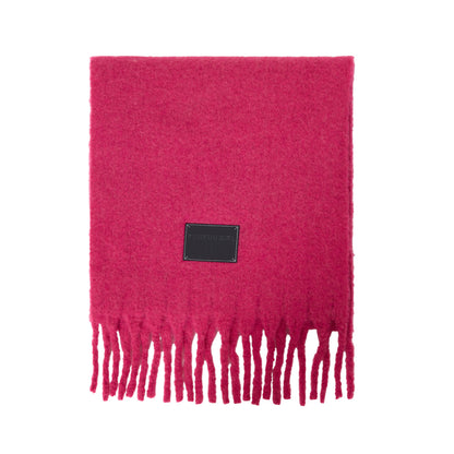 Solid Color Fringe Wool Scarf Women's Thickened Warm Neck Wrap