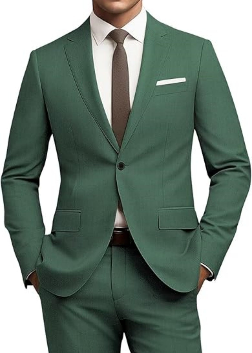 Men's Versatile Solid Color Business Jacket Long Pants Set