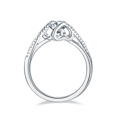 Dazzling Promise - A Wedding Ring Set With 1-carat Top-quality Moissanite S925 Silver And Platinum-plated Diamond. The Ring Can Be Inspected With A Diamond Pen