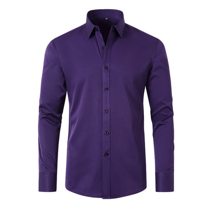 Full Elastic Force Shirt Men's Non-ironing Anti-wrinkle Solid Color