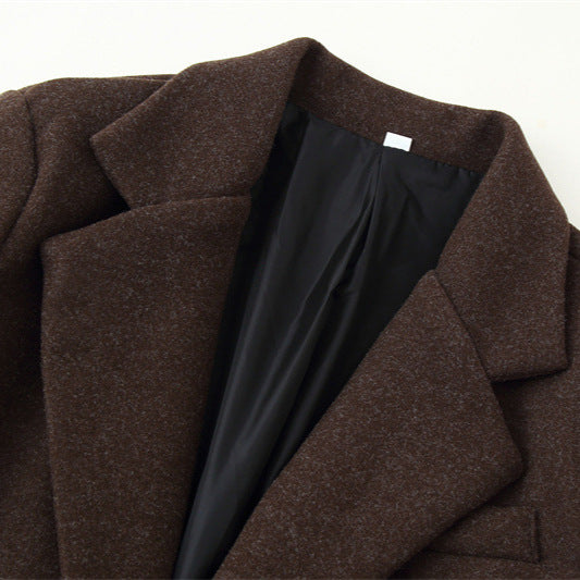 Women's Casual Solid Color Woolen Coat Jacket
