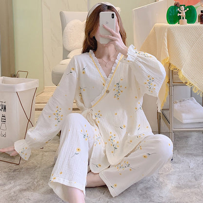 Thin Kimono Nursing Pajamas Maternity Postpartum Feeding Maternity Home Wear