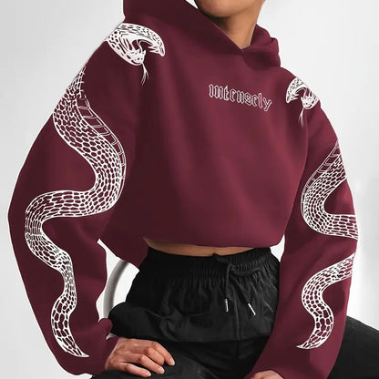 Printed Hooded Pullover Loose Retro Sweater