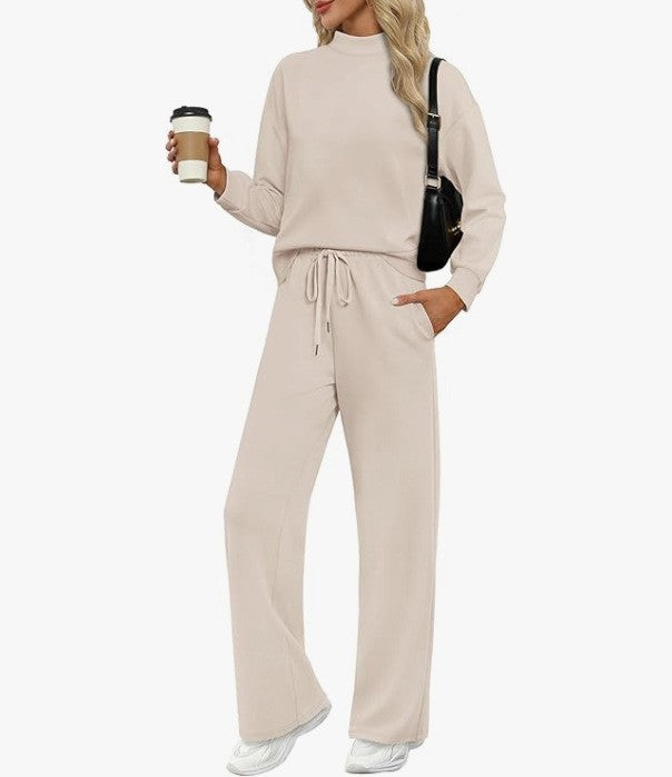 Women's Casual Suit Long-sleeved Wide-leg Pants Two-piece Set