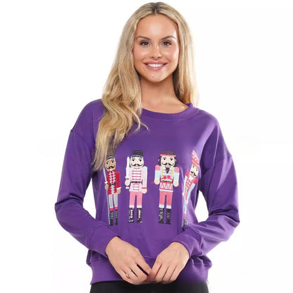 Christmas Element Round Neck Pullover Embroidery Sequined Sweater