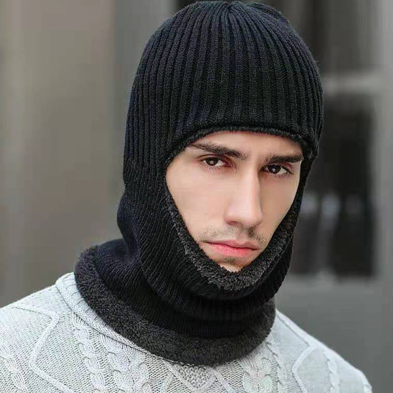 Winter Warm Unisex Dome Brimless Terry Neck Protection Thickened Flat Brim Knitted Hat