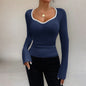 Y2g Hot Girl Long Sleeve Solid Color Blouse