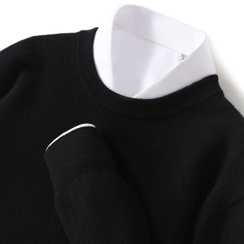 Autumn And Winter New Thickened Solid Color Loose Leisure All-matching Knitted Sweater