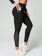 High Waist Grenadine Stitching Yoga Pants Pocket Quick-drying Breathable Hip Lifting Sport