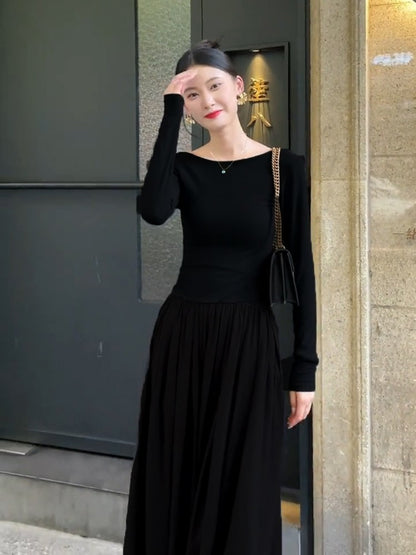French Style High-grade Two-way U-collar Backless Dress