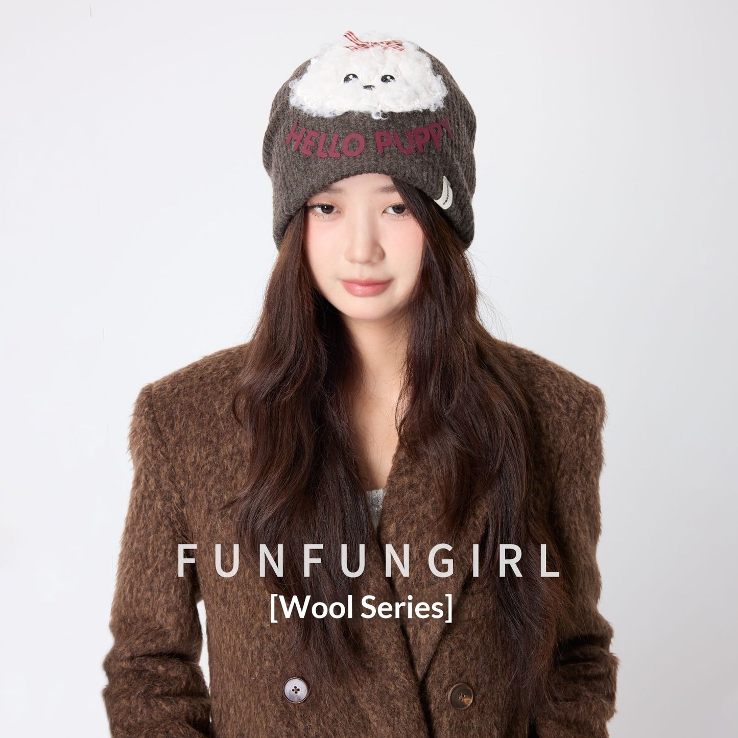 Cute Plush Puppy Knitted Women's Warm Wool Hat