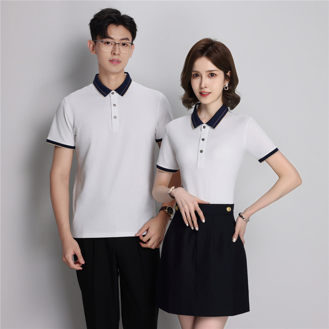 Ice Ion Mercerized Pearl Cotton Color Matching Collar Polo Shirt For Men And Women