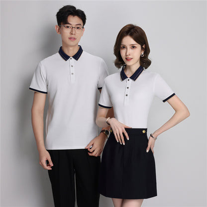 Ice Ion Mercerized Pearl Cotton Color Matching Collar Polo Shirt For Men And Women