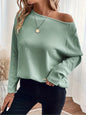 Women's Knitted Waffle Shoulder Pullover