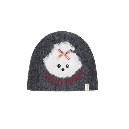 Cute Plush Puppy Knitted Women's Warm Wool Hat