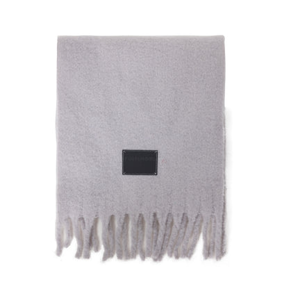 Solid Color Fringe Wool Scarf Women's Thickened Warm Neck Wrap