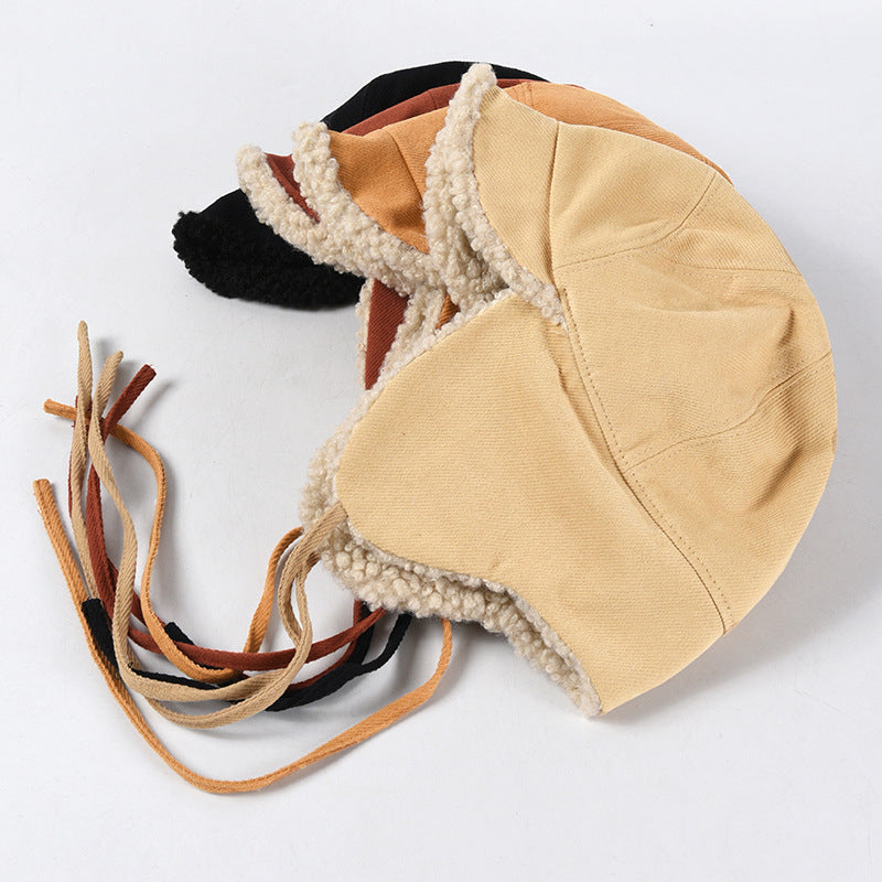 Lamb Wool Warm Lei Feng Hat Northeast Ear Protection Riding Hat