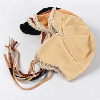 Lamb Wool Warm Lei Feng Hat Northeast Ear Protection Riding Hat