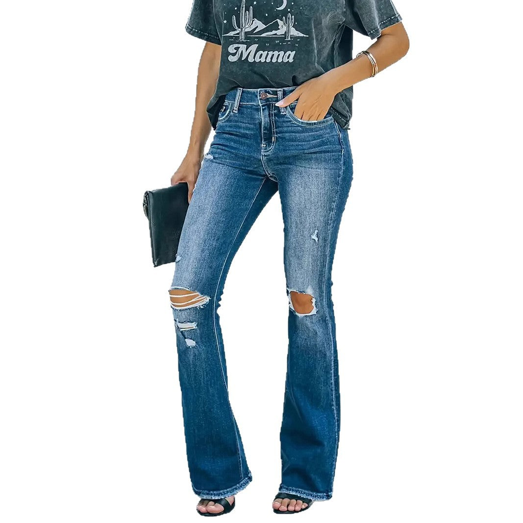 Women's Ripped Skinny Jeans Fashion Wash