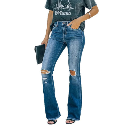 Women's Ripped Skinny Jeans Fashion Wash