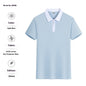 Zipper And Lapel Polo Shirt Solid Color Short Sleeve
