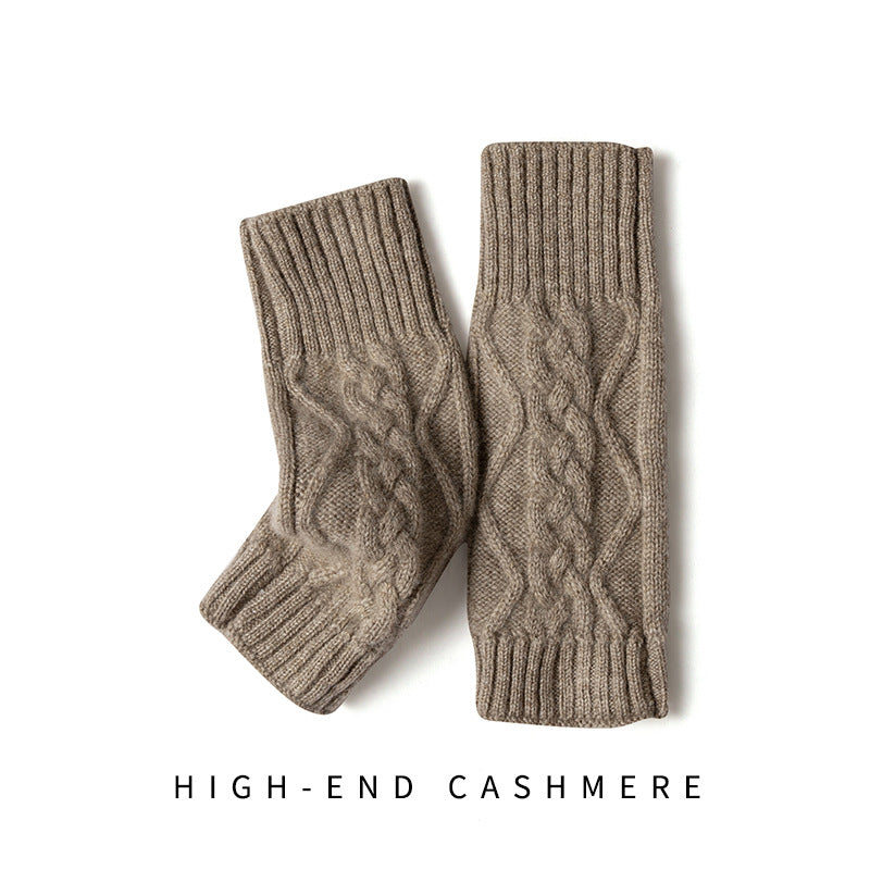 Solid Color Knitted Cashmere Fingerless Gloves