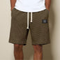 Mens Simple Waffle Knit Embroidered Casual Solid Color Shorts