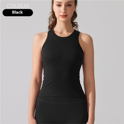 Europe And America Cross Border Yoga Vest Women's Rib Running With Chest Pad Tight Fitness