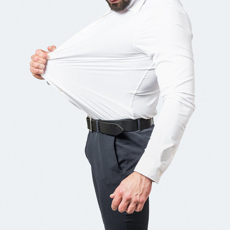 Men's Solid Color Simple Business Thin Shirt