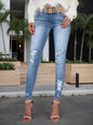 Ladies' Stretch Slim Fit Jeans - High Stretch Distressed Style With Distressed Design And Pocket Waist Denim Pants, Durable And Comfortable Soft Material, Casual And Elegant, Suitable For All Seasons
