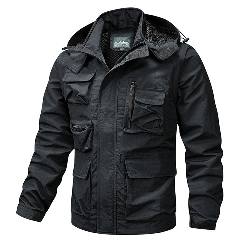 Outdoor Windproof Shell Jacket Loose Plus Size Casual Multi-pocket Workwear Jacket