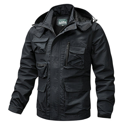 Outdoor Windproof Shell Jacket Loose Plus Size Casual Multi-pocket Workwear Jacket