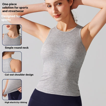 Europe And America Cross Border Yoga Vest Women's Rib Running With Chest Pad Tight Fitness
