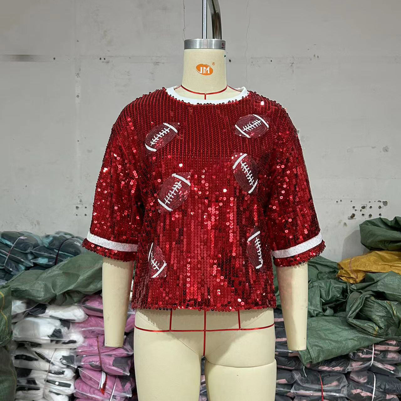 Women's Sequined Top Rugby Casual Loose