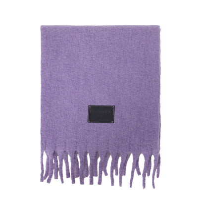 Solid Color Fringe Wool Scarf Women's Thickened Warm Neck Wrap