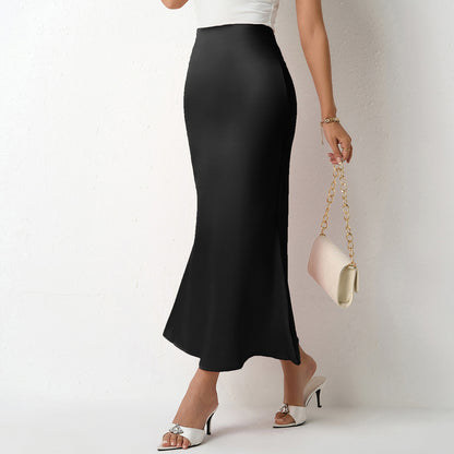 SpringSummer New Slim Satin Midi Skirt
