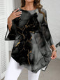 Fashion Casual All-match Marble Printed Round Neck Long Sleeve