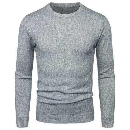 Men's Round Neck Sweater Solid Color Simple Free Size Long Sleeve Sweater