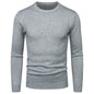 Men's Round Neck Sweater Solid Color Simple Free Size Long Sleeve Sweater