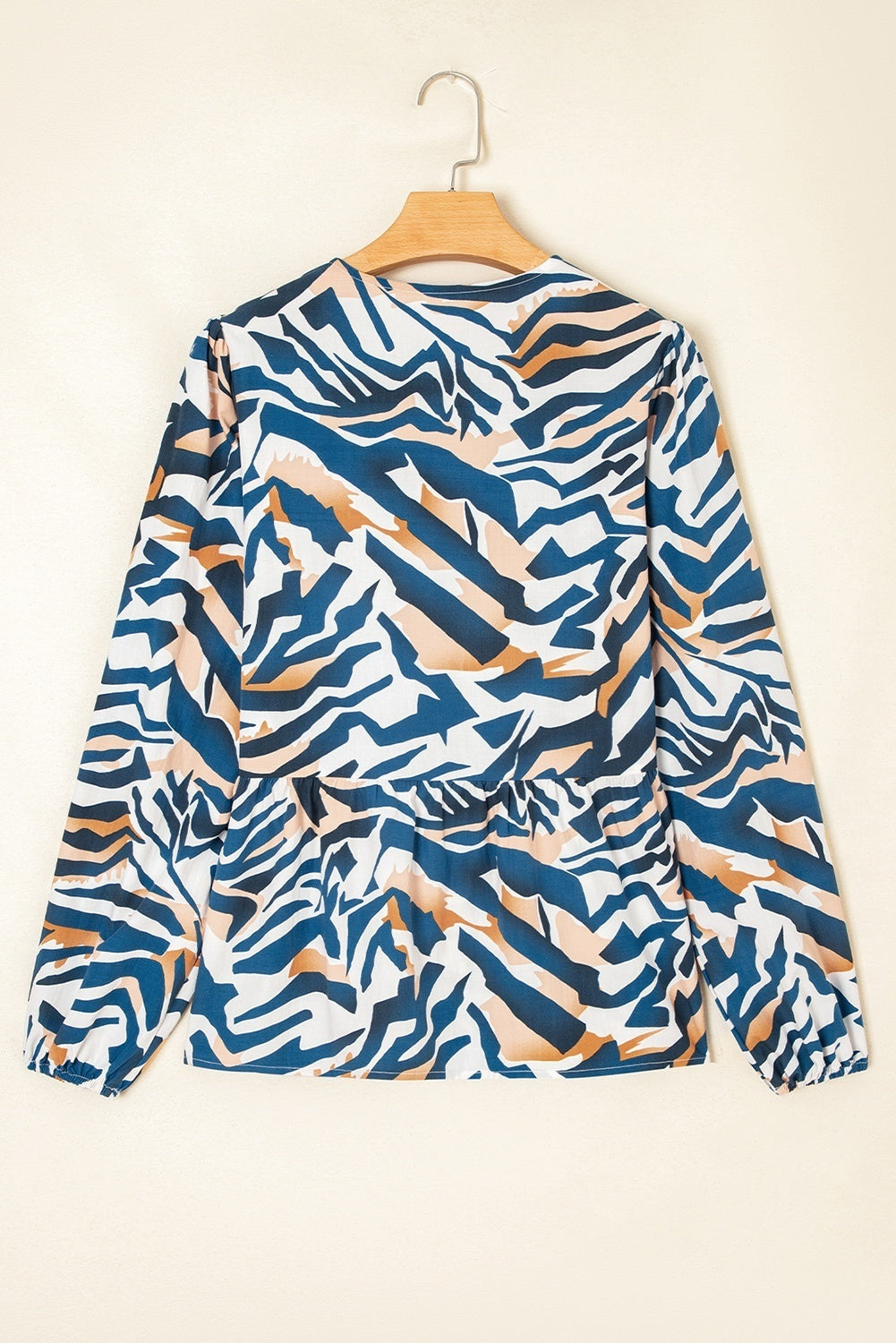 Blue Zebra Stripes Puff Sleeve Top